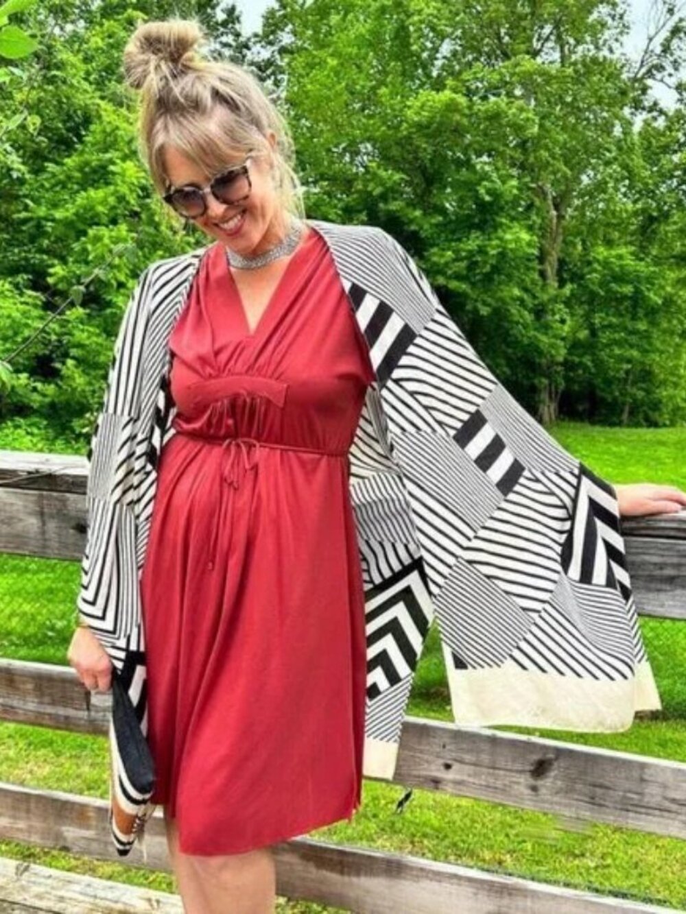 Cabi Unwind cover up geometric boho ruana, wrap, or kimono - One Size - Rtl $80 - Picture 2 of 7
